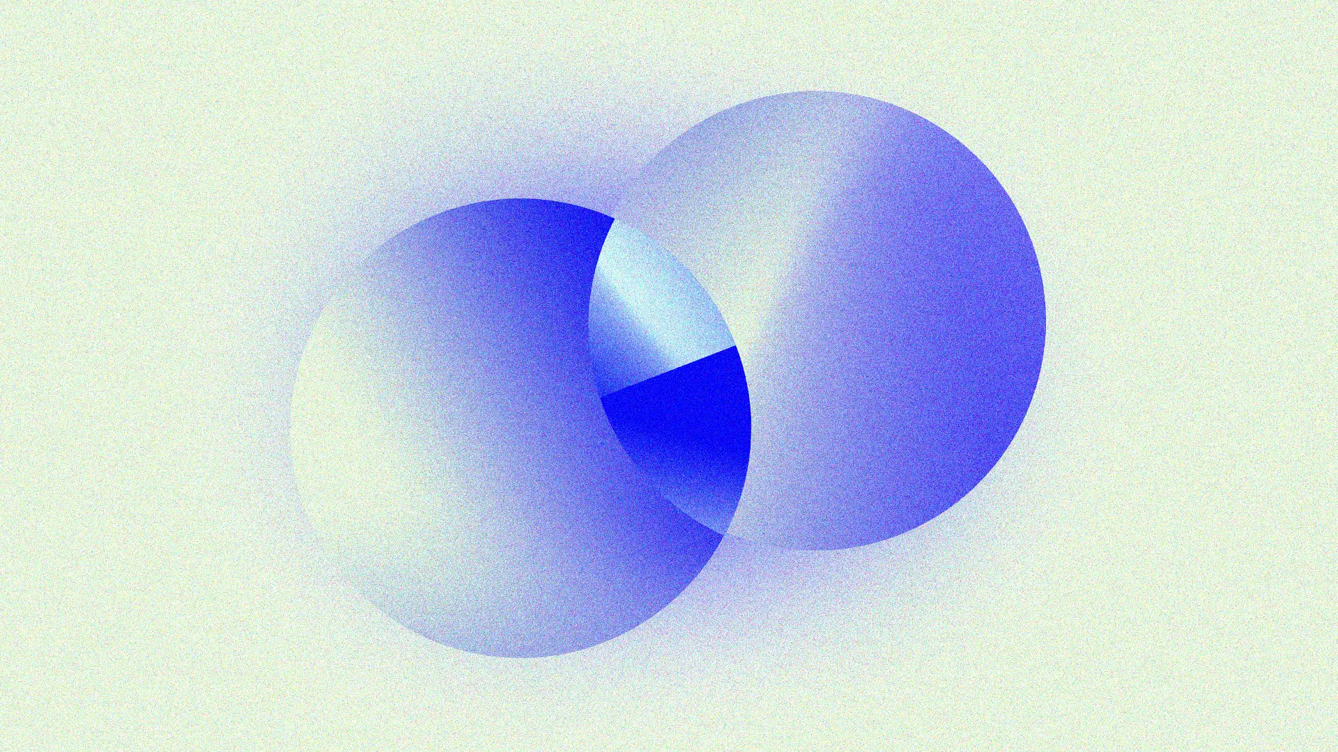 Two overlapping blue gradient circles on a pale green background